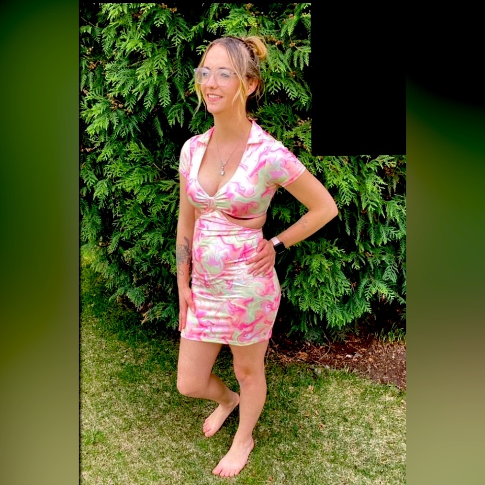 🐣  Marble Swirl Sexy Bodycon Stretchable Dress ~ NWT